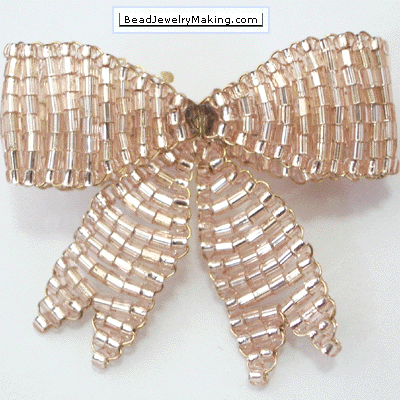 Champagne Crystal Jewelry on Beaded Champagne Color Ribbon Brooch