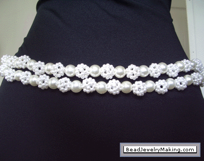 Beaded Pearl Belt worn with a Dress