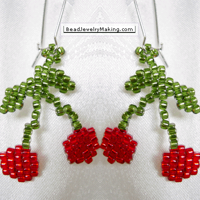 Beaded Cherry Earring