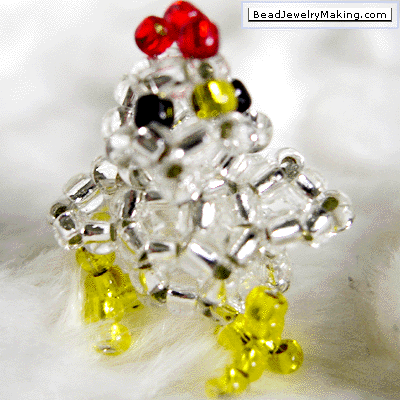 Beaded 3D Chicken Charm