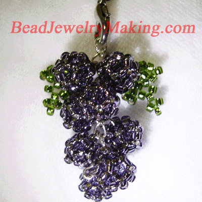 Beaded Purple Grapes Charm