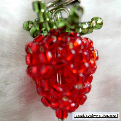 Beaded Strawberry Charm