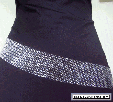 Beaded Silver Belt worn with Dress