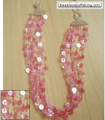 Beaded Multi Strand Sequin Necklace